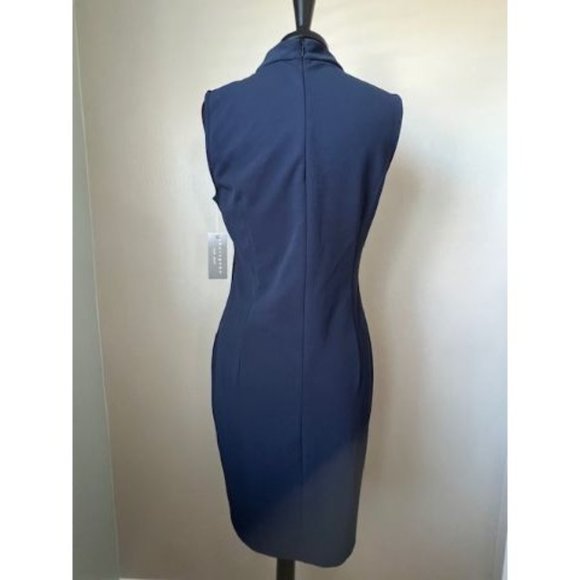 NWT Sharagano Deep Navy Blue Sleeveless Dress Zipper Back Size 10 - Picture 3 of 7